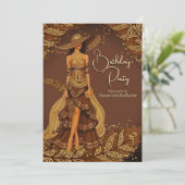 Exotische Chocoladejurk Gouden Veer Verjaardagsfee Kaart (Staand voorkant)