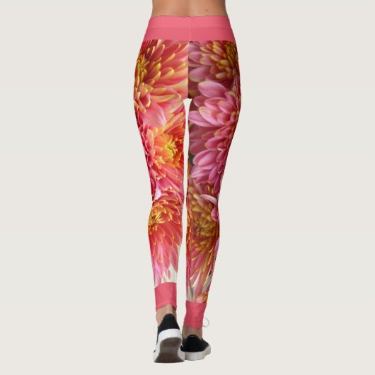 Exotische chrysanten bloemen leggings (Achterkant)