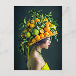 Exotische citruskroon met levendige kleuren feestdagenkaart