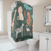 Exotische dieren: Donker tropisch Kind. Douchegordijn (In situ)