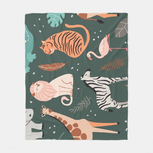 Exotische dieren: Donker tropisch Kind. Fleece Deken (Voorkant)