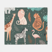 Exotische dieren: Donker tropisch Kind. Fleece Deken (Voorkant (Horizontaal))