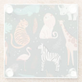 Exotische dieren: Donker tropisch Kind. Glazen Onderzetter (Achterkant)