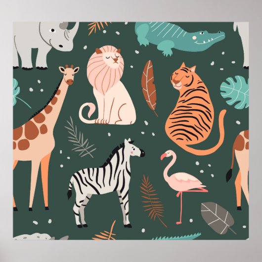 Exotische dieren: Donker tropisch Kind. Poster (Voorkant)