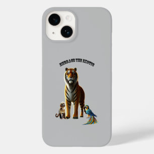 Exotische dierenliefhebber met tijger, aap en Maca Case-Mate iPhone 14 Hoesje