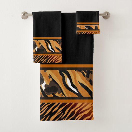 Exotische dierlijke tijger strepen dierlijke print bad handdoek (Insitu)