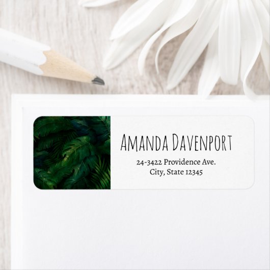 Exotische donkergroene tropische bladeren etiket (Insitu)