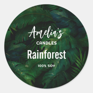 Exotische donkergroene tropische bladeren kaarsbed ronde sticker