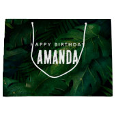 Exotische donkergroene tropische bladeren Verjaard Groot Cadeauzakje (Voorkant)