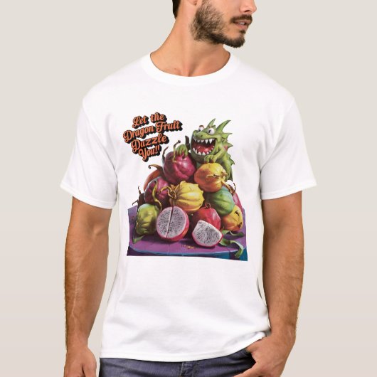 Exotische Dragon Fruit Adorning Houten Tafel T-shirt (Voorkant)