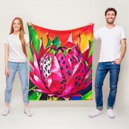 Exotische drakenfruitbloei fleece deken