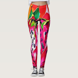 Exotische drakenfruitbloei leggings