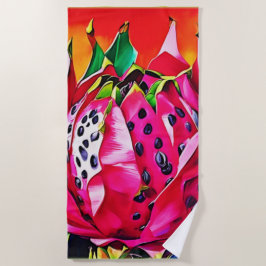 Exotische drakenfruitbloei strandlaken