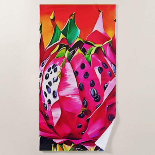 Exotische drakenfruitbloei strandlaken (Voorkant)