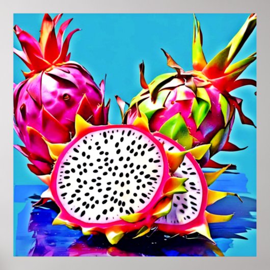 Exotische drakenfruitkunst poster (Voorkant)