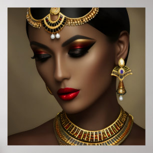 Exotische Egyptische juwelen mooie vrouwen goud pa Poster