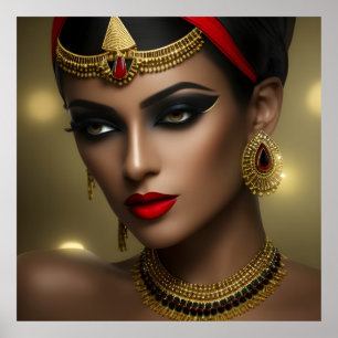 Exotische Egyptische juwelen mooie vrouwen goud ro Poster