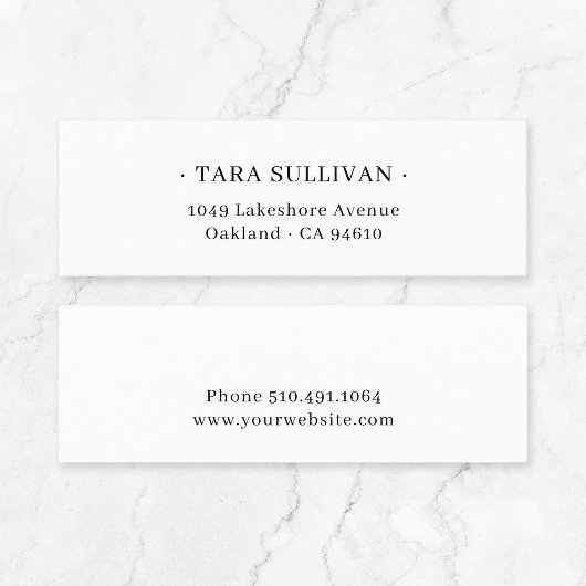 Exotische elegantie . Minimale typografie 07 . Mini Visitekaartje