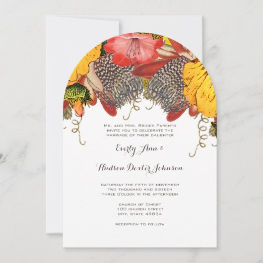  exotische en Romantische rode en gele Floral Kaart (Voorkant)