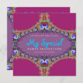 Exotische energie Fractal Art Invitation Kaart (Voorkant / Achterkant)