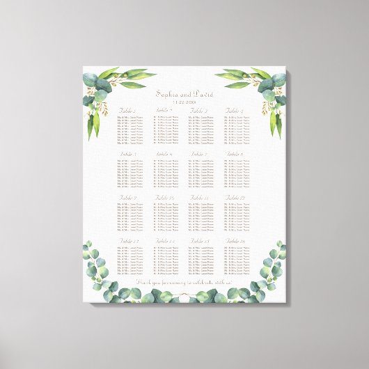 Exotische eucalyptusbladeren Startbord Canvas Afdruk (Voorkant)