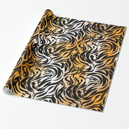 Exotische Fantasy Animal Print Tiger en Zebra Cadeaupapier (Uitgerold)