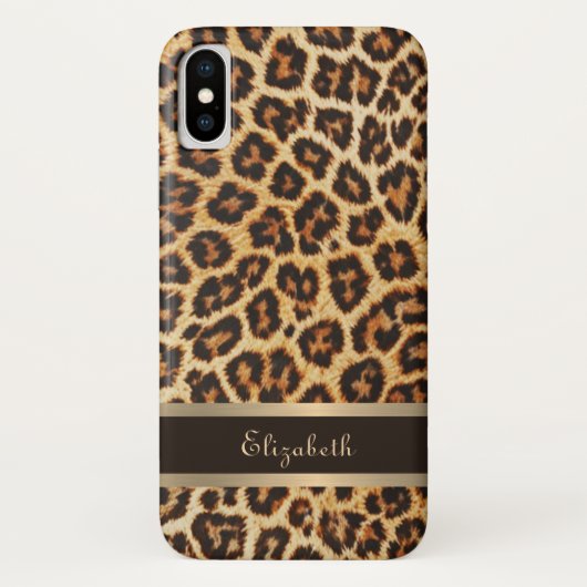 Exotische Faux Leopard Print Bruin Gouden Strepen  Case-Mate iPhone Case (Achterkant)