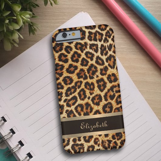 Exotische Faux Leopard Print Bruin Gouden Strepen Case-Mate iPhone Case