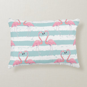 Exotische Flamingo Gestreept Achtergrondpatroon Accent Kussen