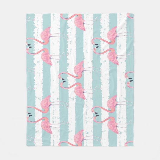 Exotische Flamingo Gestreept Achtergrondpatroon Fleece Deken (Voorkant)