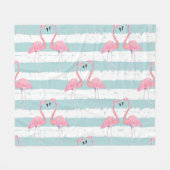 Exotische Flamingo Gestreept Achtergrondpatroon Fleece Deken (Voorkant (Horizontaal))