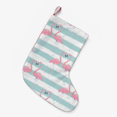 Exotische Flamingo Gestreept Achtergrondpatroon Kleine Kerstsok (Voorkant (Hangend))
