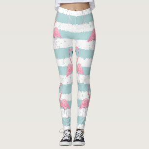 Exotische Flamingo Gestreept Achtergrondpatroon Leggings
