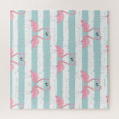 Exotische Flamingo Gestreept Achtergrondpatroon Legpuzzel (Horizontaal)