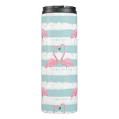 Exotische Flamingo Gestreept Achtergrondpatroon Thermosbeker (Achterkant)
