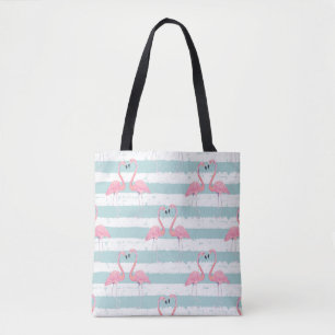 Exotische Flamingo Gestreept Achtergrondpatroon Tote Bag