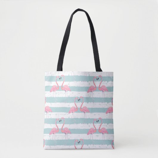 Exotische Flamingo Gestreept Achtergrondpatroon Tote Bag (Voorkant)