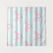 Exotische Flamingo Gestreept Achtergrondpatroon Wandkleed (Voorkant (horizontaal))