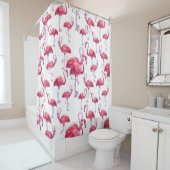 Exotische Flamingo Waterverf Bird Douchegordijn (In situ)