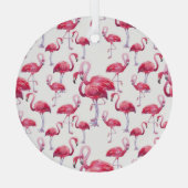 Exotische Flamingo Waterverf Bird Glas Ornament (Achterkant)