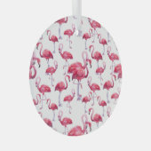 Exotische Flamingo Waterverf Bird Glas Ornament (Voorkant Rechts)