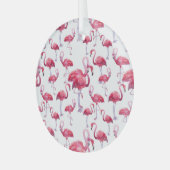Exotische Flamingo Waterverf Bird Glas Ornament (Voorkant links)