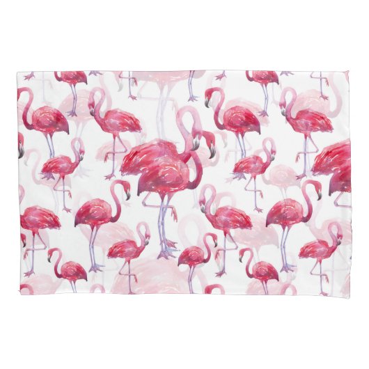 Exotische Flamingo Waterverf Bird Kussensloop (Voorkant)