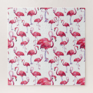 Exotische Flamingo Waterverf Bird Legpuzzel