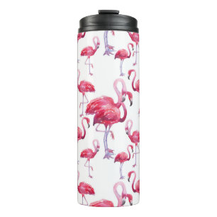 Exotische Flamingo Waterverf Bird Thermosbeker