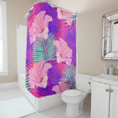 Exotische flamingo's: tropisch roze Vintage. Douchegordijn (In situ)