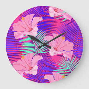 Exotische flamingo's: tropisch roze Vintage. Grote Klok