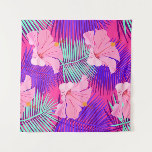 Exotische flamingo's: tropisch roze Vintage. Wandkleed (Voorkant (horizontaal))