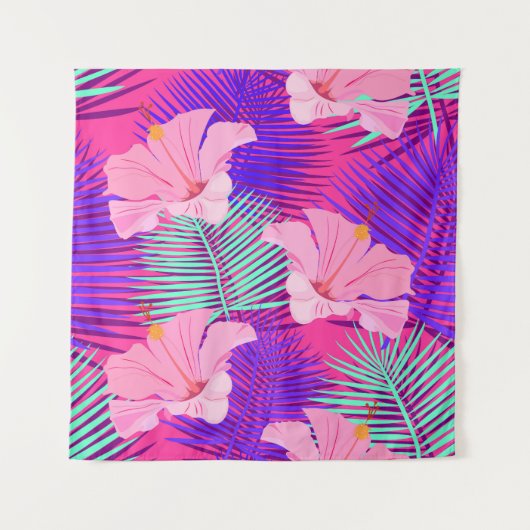 Exotische flamingo's: tropisch roze Vintage. Wandkleed (Voorkant)