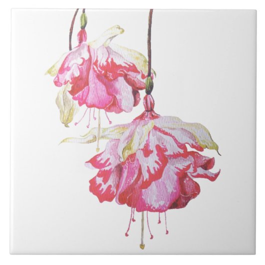 Exotische Fuchsia's op een keramische Tegel Tegeltje (Voorkant)